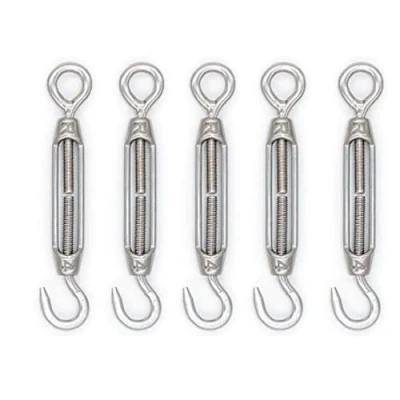 Imagen de Tensores de acero inoxidable la marca Mecollection, M4/M5/M6/M8. Con gancho y ojal, pack 5 unidades