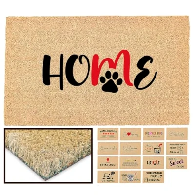 Imagen de LucaHome Felpudo Entrada casa Original y Divertido de Coco Natural Home Huella 40x70 Ideal para Puertas Exteriores Cubiertas, pasillos entradas hogares