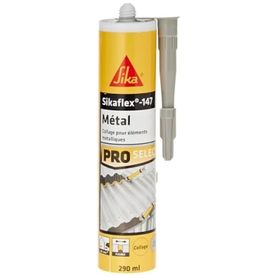 Imagen de Sikaflex 147 Metal gris claro, pegamento polimérico especial metal, masilla para todos los metales, interior y exterior, 290 ml