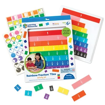 Imagen de Learning Resources Azulejos de fracciones arco iris con bandeja 10 x 32,5 3,3 cm