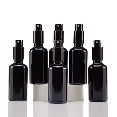 Imagen de YIZHAO Negro Bote Spray Pulverizador Cristal 50ml, Pequeño con Fina Niebla, para Aceite Esencial, Aromaterapia, Perfume,Limpieza, Viaje, Agua,Farmacia, Laboratorio 6Pcs