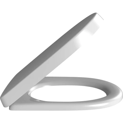 Imagen de asiento para inodoro O.novo de Villeroy &amp; Boch, con bisagras acero inoxidable, aro fabricado Duroplast resistente, pieza recambio original, en forma D, color blanco, brillante