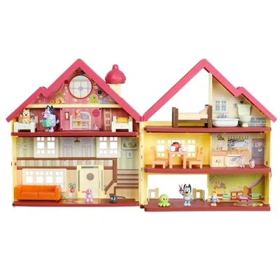 Imagen de Bluey Ultimate Lights &amp; Sounds Playhouse Toy Box, a partir de 3 años, Figuras 2.5 Pulgadas, Incluye 29 accesorios, 1 hoja calcomanías (Moose Toys 17388)