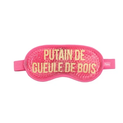 Imagen de Fisura Antifaz divertido de gel frio con mensaje. frío para ojos hinchados y antiojeras. Máscara refrescante 18,5 cm x 9 (Resaca francés, Rosa)