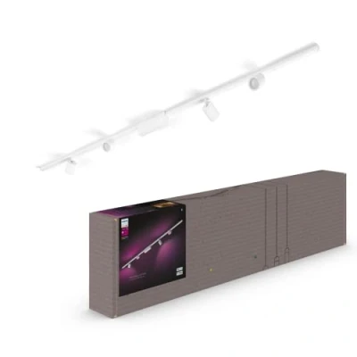Imagen de Philips Hue Perifo Iluminación en carril Luz Blanca y de Colores Set 4 focos (blanco) 212cm Anclajes incluidos