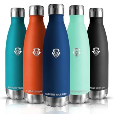 Imagen de Grsta Botella Agua Acero Inoxidable, Termica 500ml, Gimnasio sin BPA, Cantimplora para Niños, Adultos, Gym, Escuela, Deportiva, Ciclismo