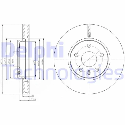 Imagen de DELPHI BG4191 Disco de freno 276 26 5 ventilado OPEL: Astra J Hatchback, GTC, Sports Tourer, CHEVROLET: Cruze Berlina, Familiar