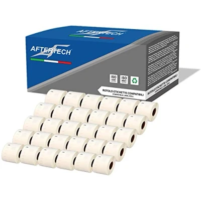 Imagen de Aftertech 30 x 99015 54 70 mm Rollos de etiquetas adhesivas compatibles (320 etiquetas/rollo = 9600 totales) para Dymo LabelWriter Seiko SLP etiquetadoras impresoras S0722440 30x99015
