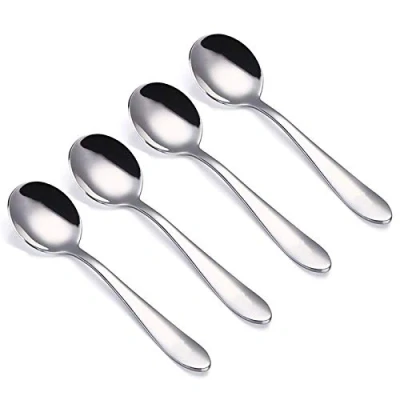 Imagen de VANRA Juego de 4 cucharas redondas acero inoxidable para niños 14,7 cm (4 redondas)