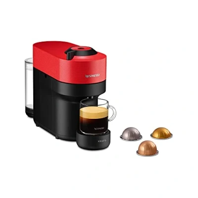 Imagen de Cafetera de cápsulas Nespresso® Krups Vertuo Pop XN920510, 1500 W, 0.56 L, Calentamiento 30 s, Tecnología Centrifusion™, Bluetooth, Wi Fi, Spicy Red