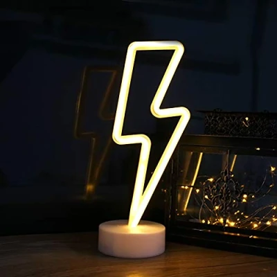 Imagen de ZVO Luz Letrero de Neón Relámpago, Lightning LED Neon Signs, Lámparas Nocturna Decorativa Interior con Batería O USB, Iluminación Decoración para Dormitorio Fiesta Cumpleaños Navidad