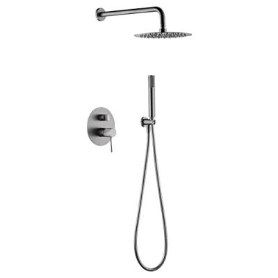 Imagen de IMEX Conjunto de ducha, Kit Monomando Ducha Empotrado pared 2 vías SERIE LINE Níquel Cepillado GPD038/NQ