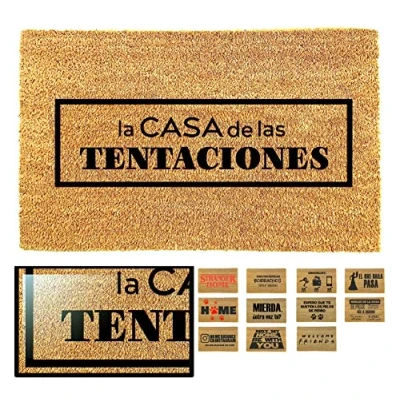 Imagen de LucaHome Felpudo Entrada casa Original y Divertido de Coco Natural tentaciones 40x70 Ideal para Puertas Exteriores Cubiertas, pasillos entradas hogares