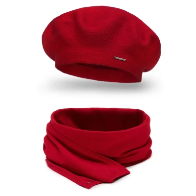 Imagen de Vivisence 7007 Beret AND Scarf SET Bufanda, Mujer, Talla: One Size, Red