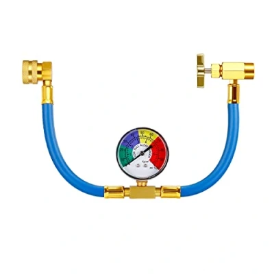 Imagen de Wowlela Adaptador Universal de Carga Refrigerante Aire Acondicionado con Manguera R134A para Coche Manómetro 1/2 Rosca ACME