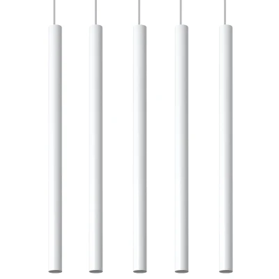 Imagen de SOLLUX lighting Pastelo lámpara de techo con 5 focos, techo, colgante para salón, comedor, cocina, acero recubierto polvo, color blanco, 45 x 90 cm