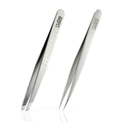 Imagen de Rubis clásico Pinzas de Depilar Profesionales Pinza Acero Inoxidable Depilacion Gran Precision para Cejas y Pelo Facial (oblicua/slant, gris topo)