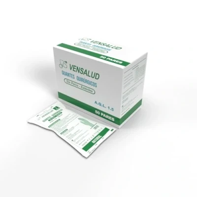 Imagen de VENSALUD Guantes de LÁTEX Estériles Desechables Sin Polvo A.Q.L 1.5 Para Laboratorios, Sanitarios, Veterinaria, Examen Medico 100 uds. 50 Pares Blanco (7,5)