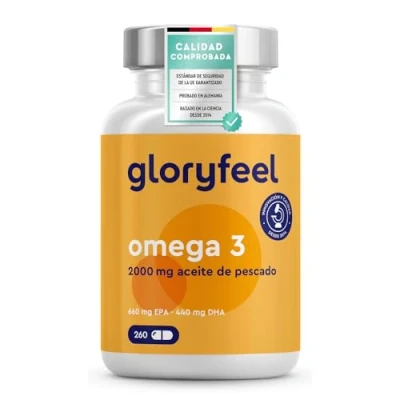 Imagen de Omega 3 2000mg 260 Cápsulas 660mg de EPA y 440mg DHA Máxima Concentración Aceite pescado para colesterol, cerebro, visión corazón* (4 meses) Alta absorción