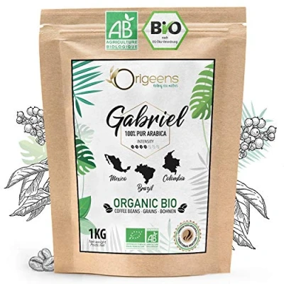 Imagen de ORIGEENS Café en Grano Natural 1kg Cafe Arabica Ecológico Torrefacción Artesanal Gabriel