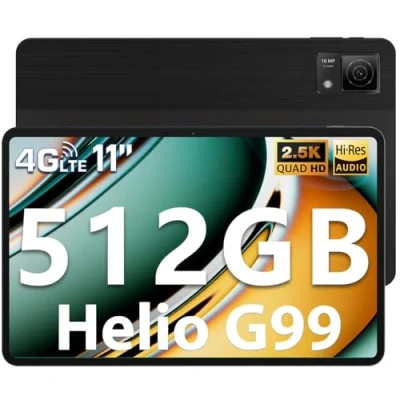 Imagen de DOOGEE T40 Tablet Android 14 20GB RAM+512GB ROM/2TB 11 Pulgadas 2.5K FHD+Tablet PC, Helio G99 2.2GHz LTE/8580mAh/16MP+8MP, Dual 4G con Sim/5G WiFi/Face ID/OTG/BT5.0/GPS/3.5mm Jack