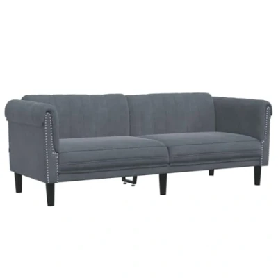 Imagen de vidaXL Sofá de 3 Plazas, Asiento Relax con Respaldo Reposabrazos, Sillón Tapizado Televisión, Mueble para Salón, Terciopelo Gris Oscuro
