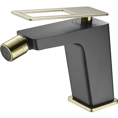 Imagen de Mice Grifo monomando de bidé Griferia para WC con maneta cuadrada higienico color Negro Mate y Oro Brillo BDC032 2NGOLD