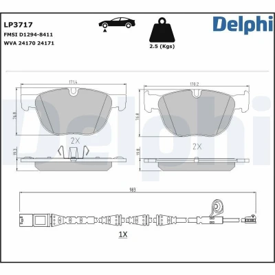 Imagen de Juego de pastillas DELPHI LP3717