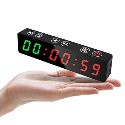 Imagen de Jhering Temporizador de Gimnasio portátil, Reloj Entrenamiento con batería Recargable, imán Integrado, Cuenta atrás para en casa, Garaje, a intervalos, EMOM, Boxeo