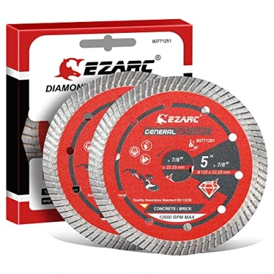 Imagen de Disco Diamante EZRAC 125mm Turbo de Corte para Separar y Cortar Granito, Mármol, Hormigón, Ladrillo, 2 Piezas