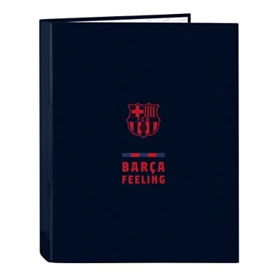 Imagen de Safta F.C. BARCELONA Corporativa Carpeta con Folios 4 Anillas, Ideal para Niños de Diferentes Edades, Cómoda y Versátil, Calidad Resistencia, 26.5x33 cm, Color Azul marino