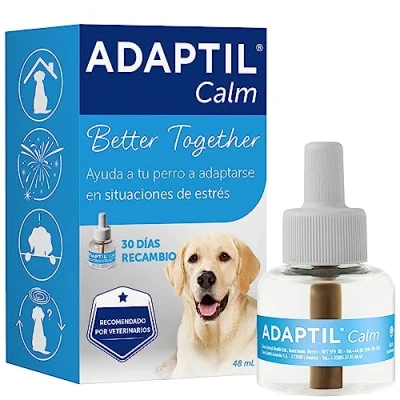 Imagen de ADAPTIL Calm Antiestrés para perros Solo en casa, Miedos, Ruidos fuertes, Adopción Recambio 48ml