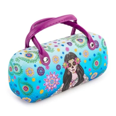 Imagen de PracticDomus Funda Rígida Universal para Gafas, Cierre Flex y Asas Flexibles, Interior Forrado en Símil de Terciopelo (Catrinas)
