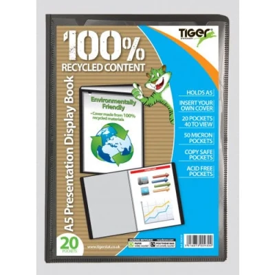 Imagen de Tiger 300930 Carpeta de presentaciones A5, color negro, 20 fundas