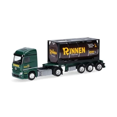 Imagen de Herpa Miniatura del camión Mercedes Benz Actros 18 Streamspace 2.3 semirremolque Cisterna Rinnen, Escala 1/87, maqueta de colleción, modelismo, Modelo aleman, Figura plástico