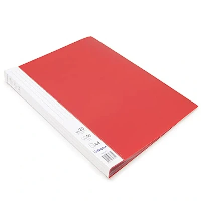 Imagen de Waytex 931331R Protector de documentos (A4, 40 fundas, polipropileno, opaca, identificable, 20 bolsillos transparentes), color rojo
