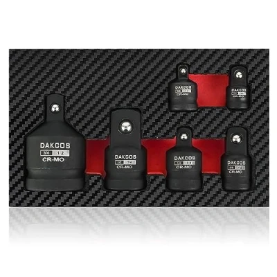 Imagen de DAKCOS Juego de 6 Adaptadores y Reductores para Llaves Vaso Impacto 1/4&quot; a 3/8&quot;, 3/8&quot; 1/4&quot;, 1/2&quot;, 1/2&quot; 3/4&quot; 3/4&quot;, CR MO