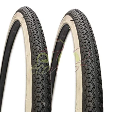 Imagen de ECOVELO 2 Neumáticos 26 x 1 3/8 (37 590) blancos negros Deestone para bicicleta holanda, carretera, adulto, bicicleta, vintage de carretera goma