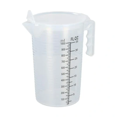 Imagen de Granvoo Vaso Medidor de 1L, Jarra Medidora con Tapa, Plastico Escalas Medición para Líquidos, Taza Medidora, Medir Apto Lavavajillas