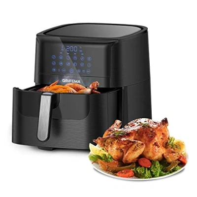 Imagen de GRIFEMA GC2001 Freidora sin Aceite 6.5L/1800W con Pantalla LED Táctil, 12 Funciones Preestablecidas, Temperatura Ajustable+Tiempo，Cesta Antiadherente