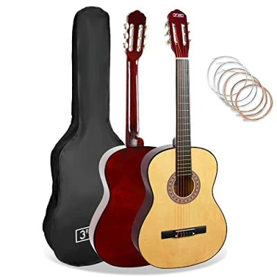 Imagen de 3rd Avenue Paquete Para Principiantes Con Cuerdas De Nailon Español Guitarra Clásica Niños, Tamaño 3/4, 6 Meses Lecciones Gratis, Bolsa Y Cuerdas, Natural