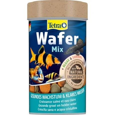 Imagen de Tetra Wafer Mix, Alimento para Todos los Peces de Suelo (p.e. bagres) y crustáceos un crecimiento sano una mayor resistencia, lata 100 ml