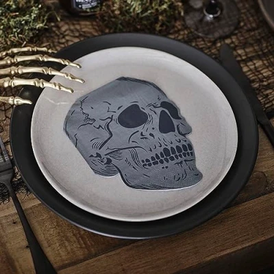 Imagen de Ginger Ray Servilletas de papel con forma calavera Halloween, 16 unidades