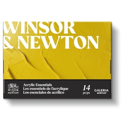 Imagen de Winsor &amp; Newton 2190615 Pintura Acrílica Galeria Estuche de 10x12ml Los esenciales del acrílico (incluye 2 Pinceles, Bloc y Paleta)