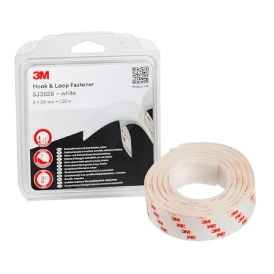 Imagen de 3M Sistema de cierre reposicionable SJ352Bwt es una alternativa sencilla a cremalleras, tornillos, broches, enganches, pasadores 2 X 25mm 1.25m, blanca (1 unidad)