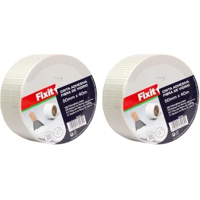 Imagen de cinta adhesiva fibra de vidrio para encolar juntas, juntas pladur, unir rollo reparacion y sellado paredes (50mm x 40m, 2und)