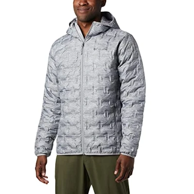Imagen de Columbia Delta Ridge Down Hooded Jacket, Chaqueta De Plumas Acolchada Con Capucha para Hombre, Grey Heather, Talla XXL