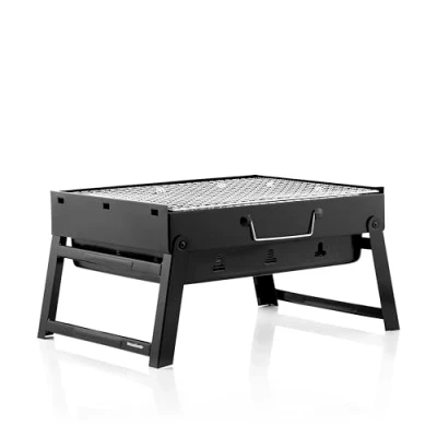 Imagen de InnovaGoods® Mini Barbacoa Portátil de Carbón BEARBQ, Plegable, Ideal Para Camping y Sobremesa, Fácil Usar Limpiar, 2 Comensales, Negro.
