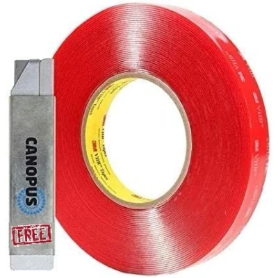 Imagen de CANOPUS 3M Cinta Doble Cara Extrafuerte Transparente VHB 4910 (12,7mm x 4,5m), Impermeable Adhesiva Para Tiras LED, Decoración del hogar, Exteriores