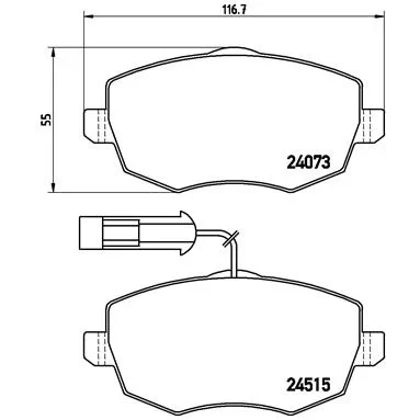 Imagen de BREMBO P 23 127 Juego de pastillas freno con contacto avisador desgaste tornillos pinza accesorios LANCIA: Ypsilon II